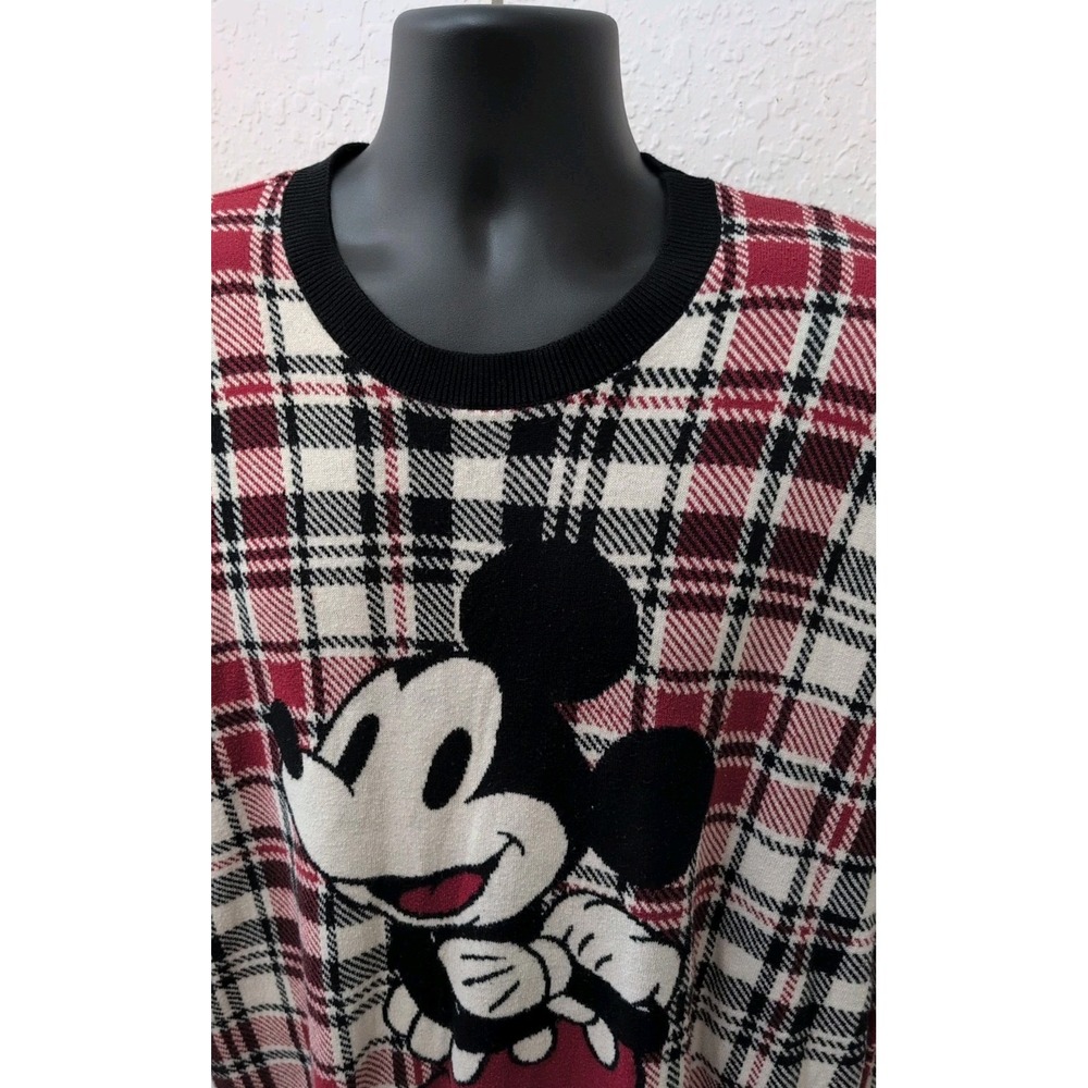 Disneyland Adult Multi Color Plaid Spirit Jersey Sweater‎ Mickey Mouse Size XL